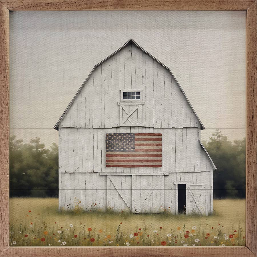 White Summer Flag Barn