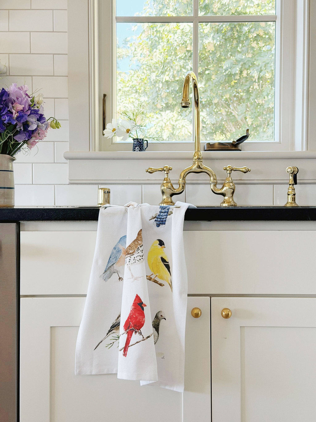 Birds cotton flour sack tea towel