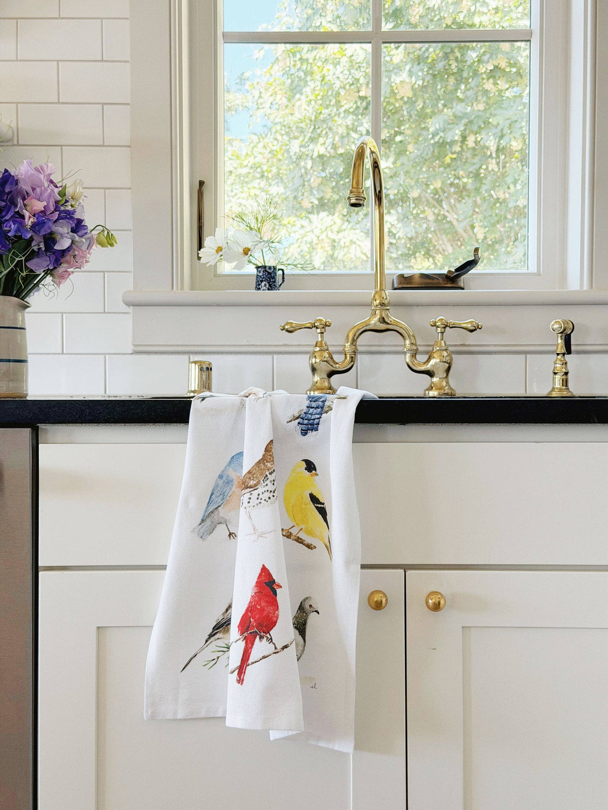 Birds cotton flour sack tea towel