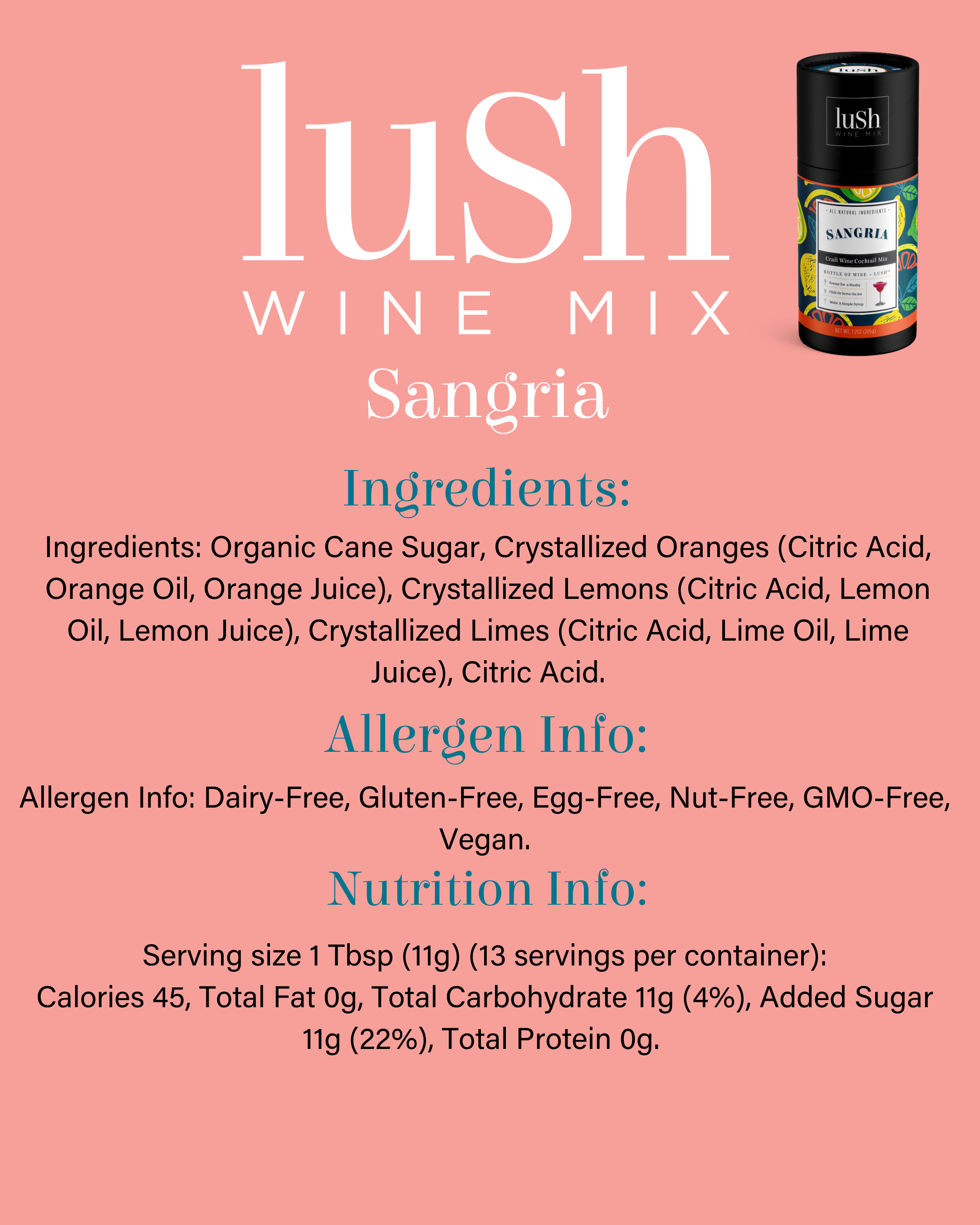 Sangria Wine Slushie - 8+Servings Organic Cocktails Mocktail