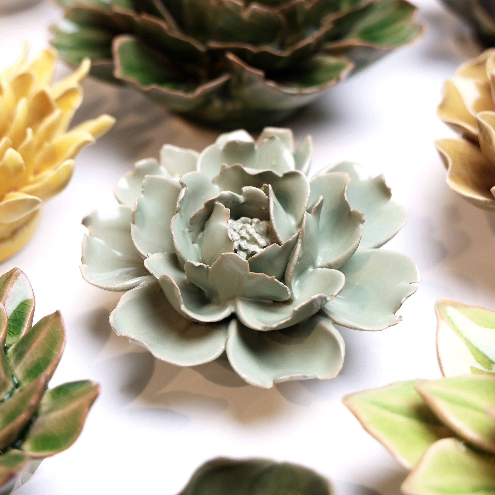 Mother's Day Vintage Ceramic Green Rose