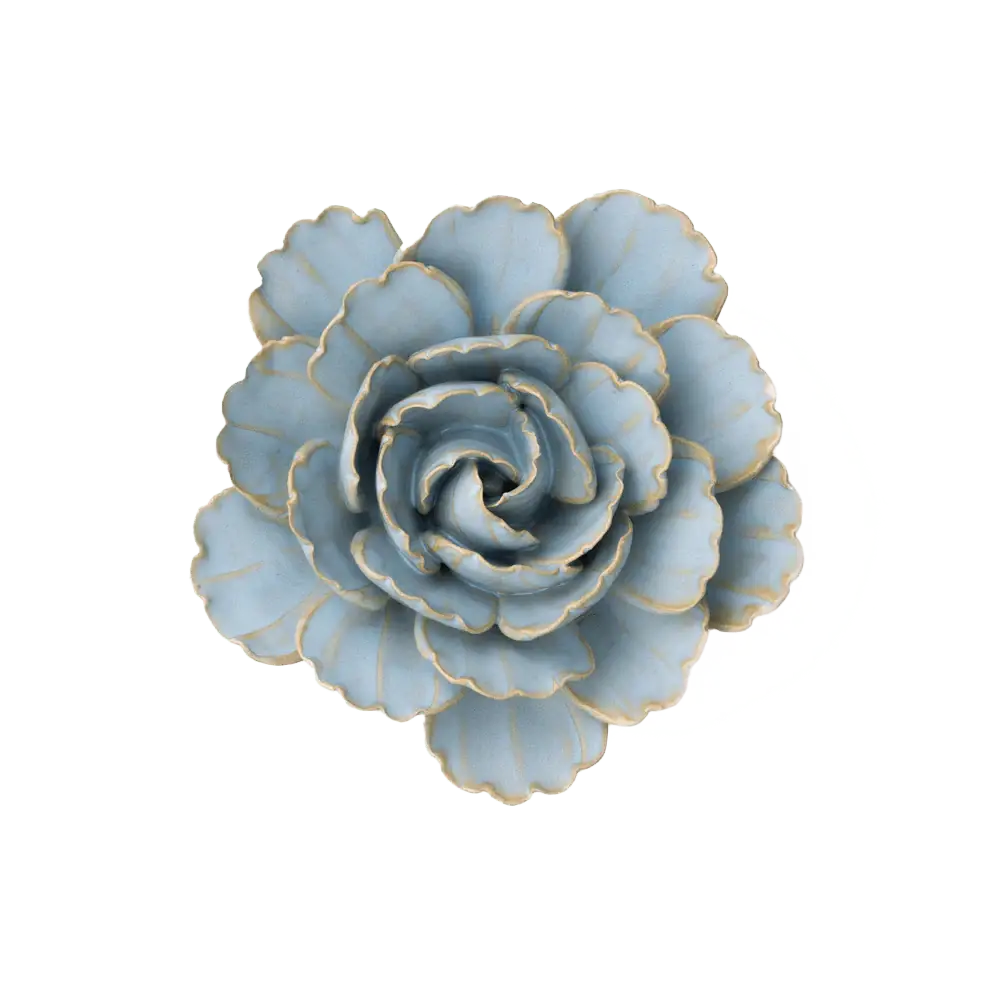 Robin's Egg Blue Keiko Peony Flower Handcrafted Boxed Art