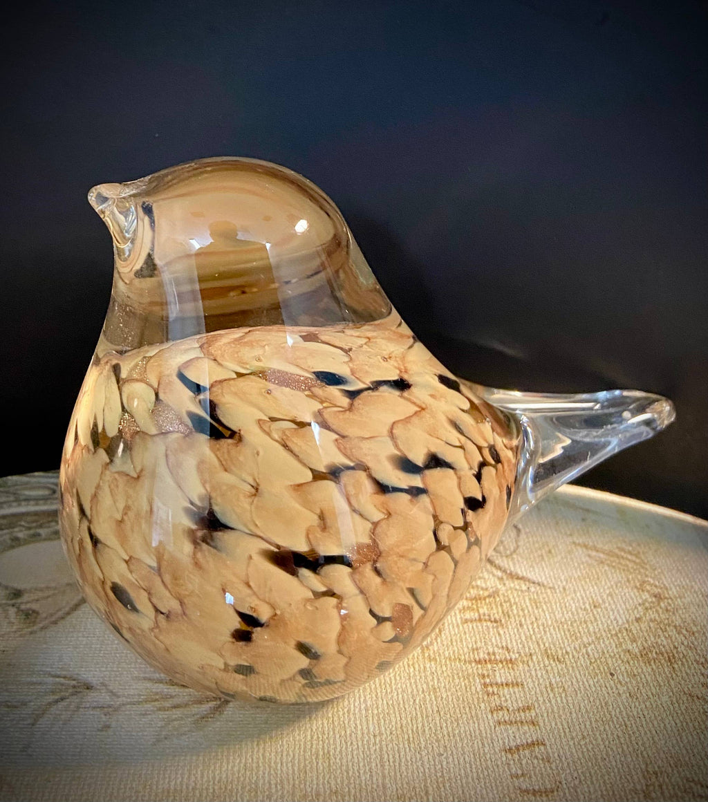 CHICKADEE GLASS BIRD 5"Lx3"H