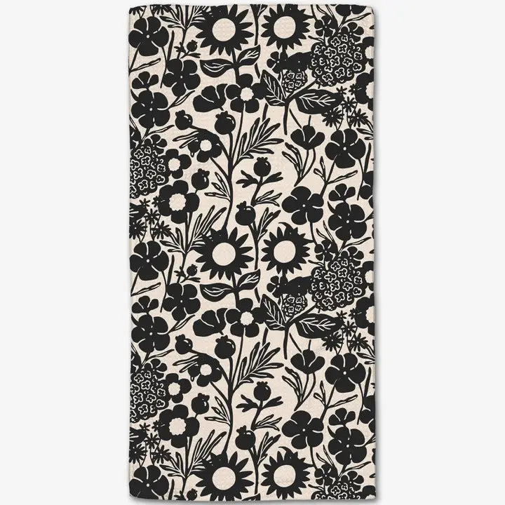 Black Flower  Garden Bar Towel