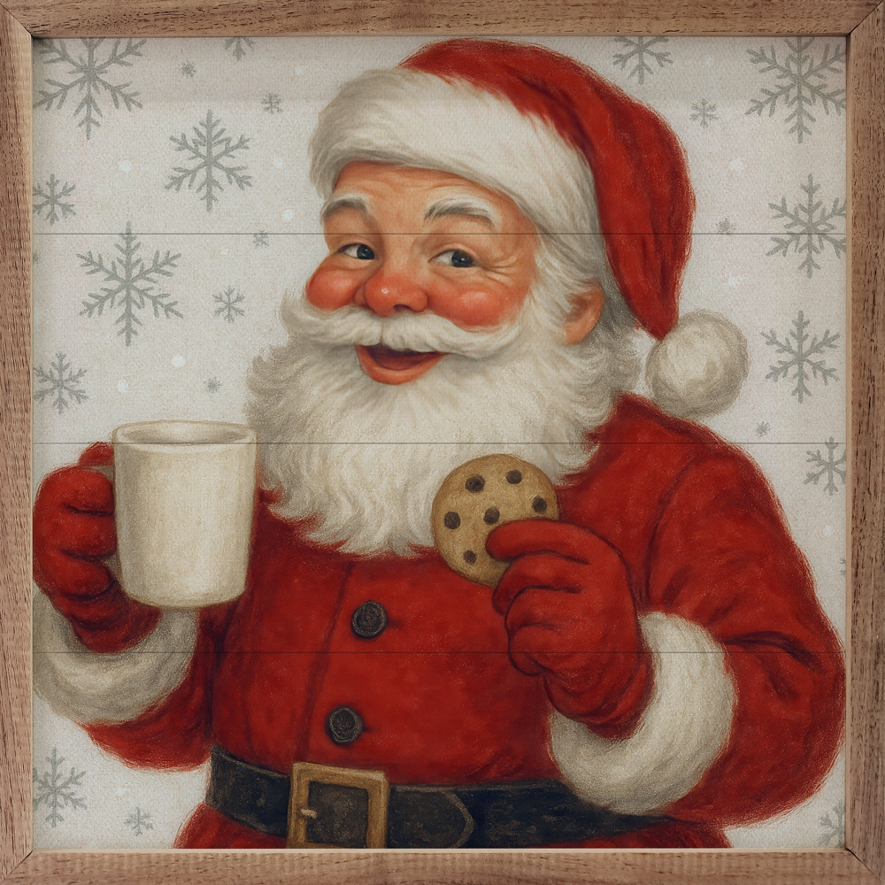 Vintage Santa With Cookies And Milk
