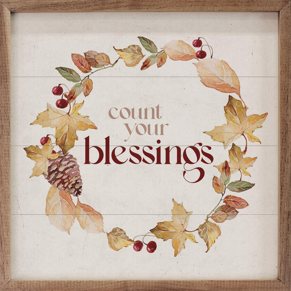 Count Your Blessings Autumn Wreath White