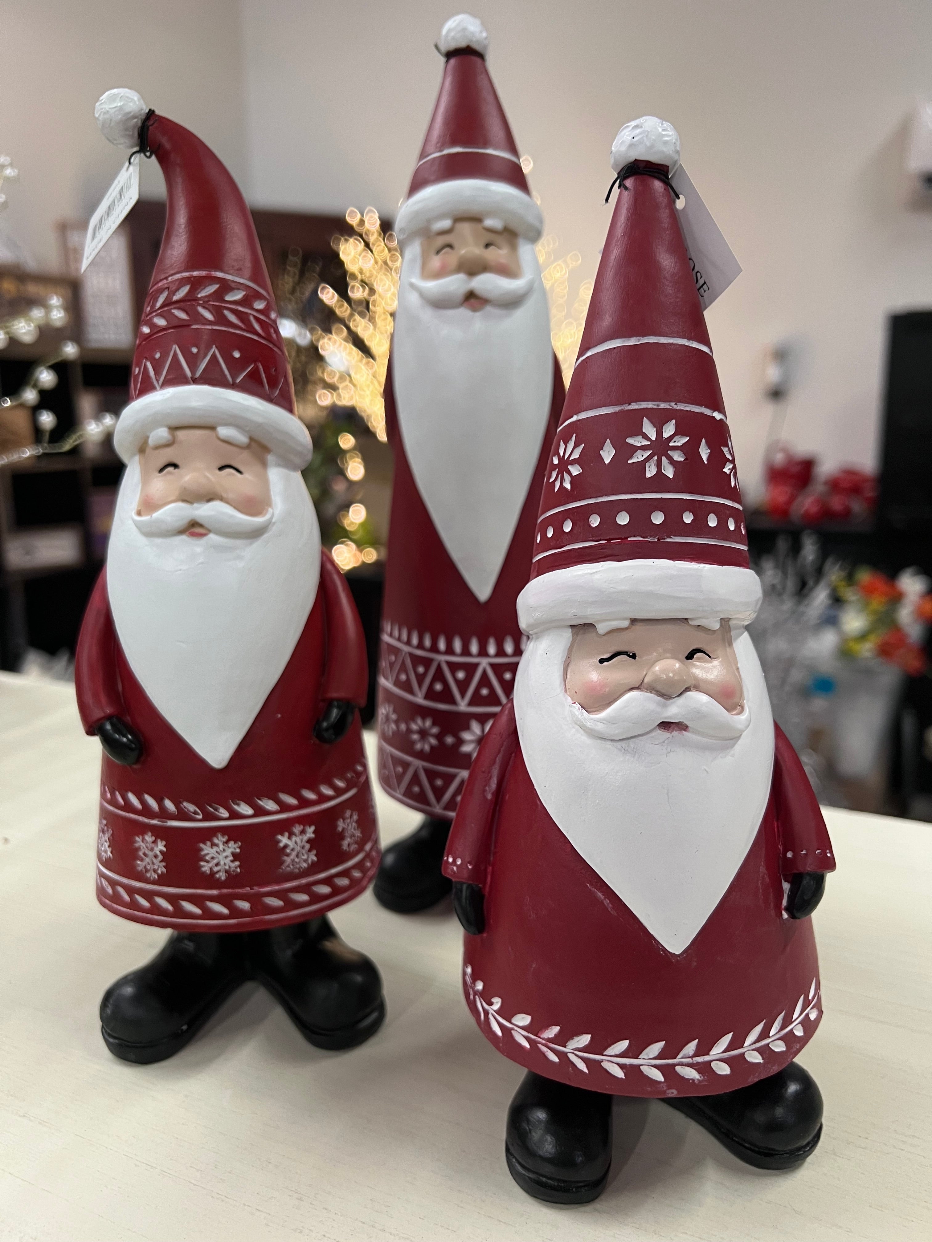 Set of 3 Nordic Santa Christmas Tabletop Figurines 12.25”