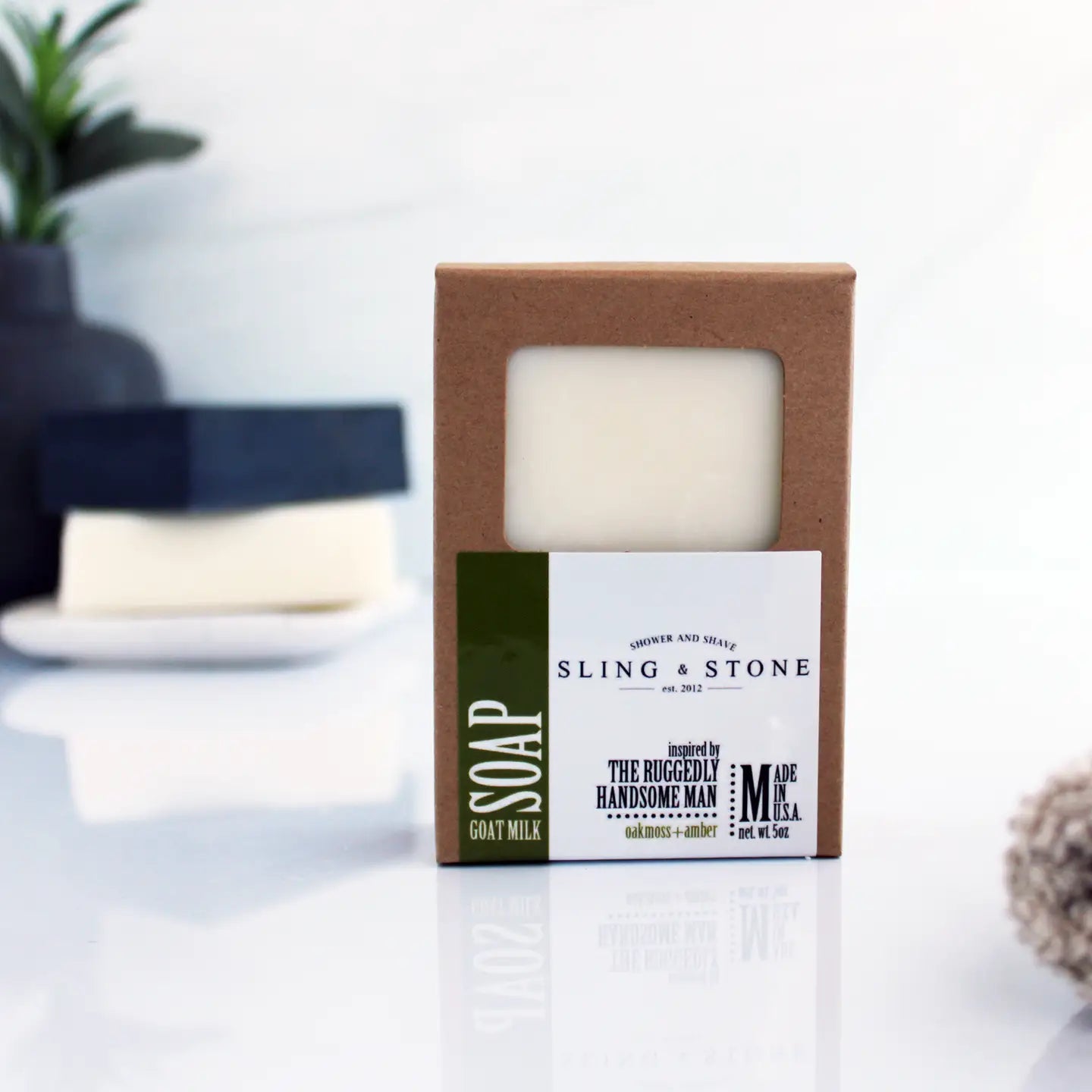 Sling & Stone The Ruggedly Handsome Man Goat Milk Bar Soap (oak moss_Amber)