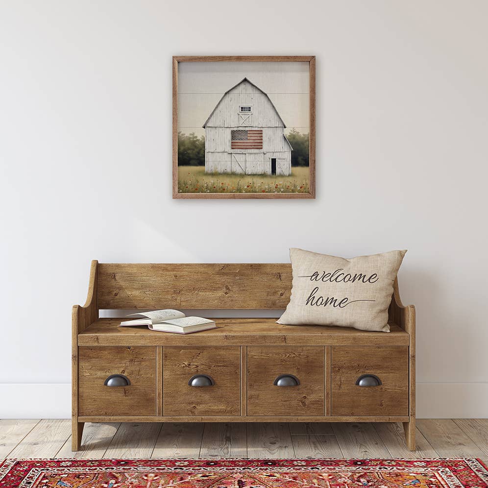 White Summer Flag Barn