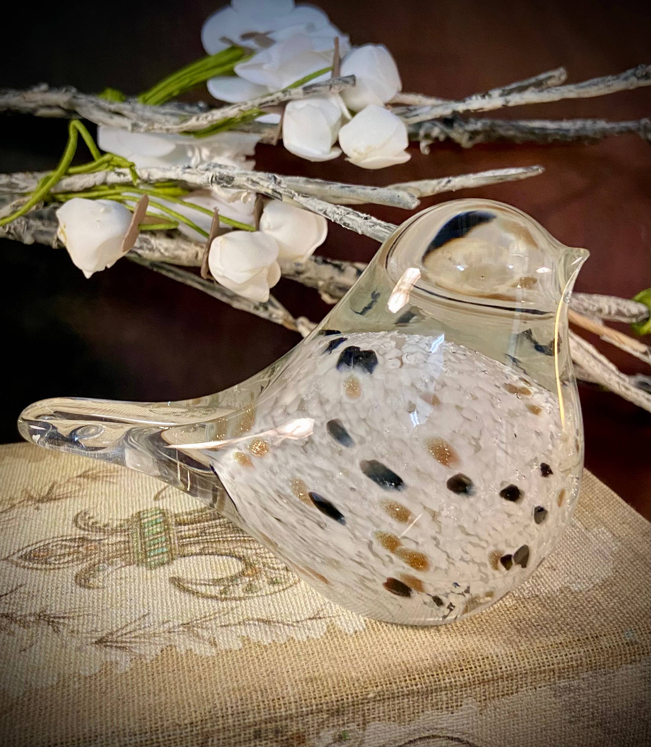 CHICKADEE GLASS BIRD 5"Lx3"H